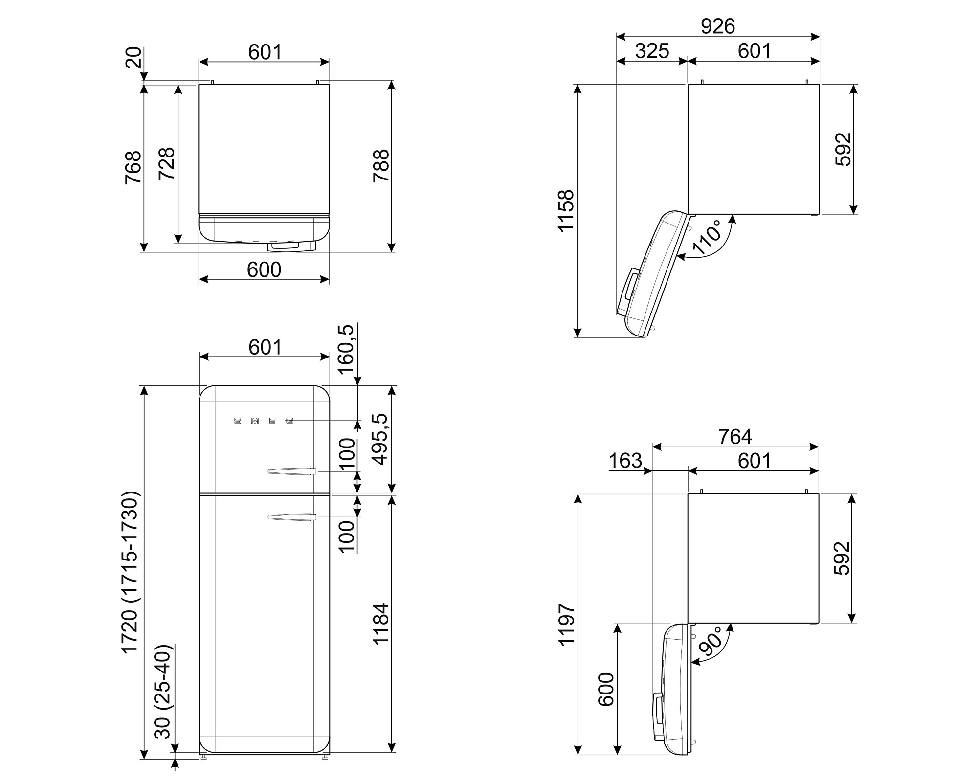 Smeg Køle-/fryseskab FAB30LPG5 - Billede 6